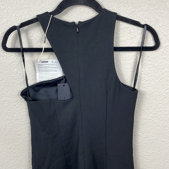 NWT Halston Heritage Sleeveless Asymmetric Neckline Mini Dress Black Cut Out S - Picture 6 of 11